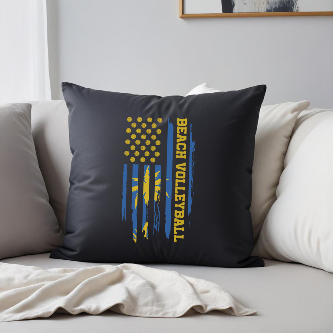 usa flag volleyball graphic design pillow mockup mockup 774