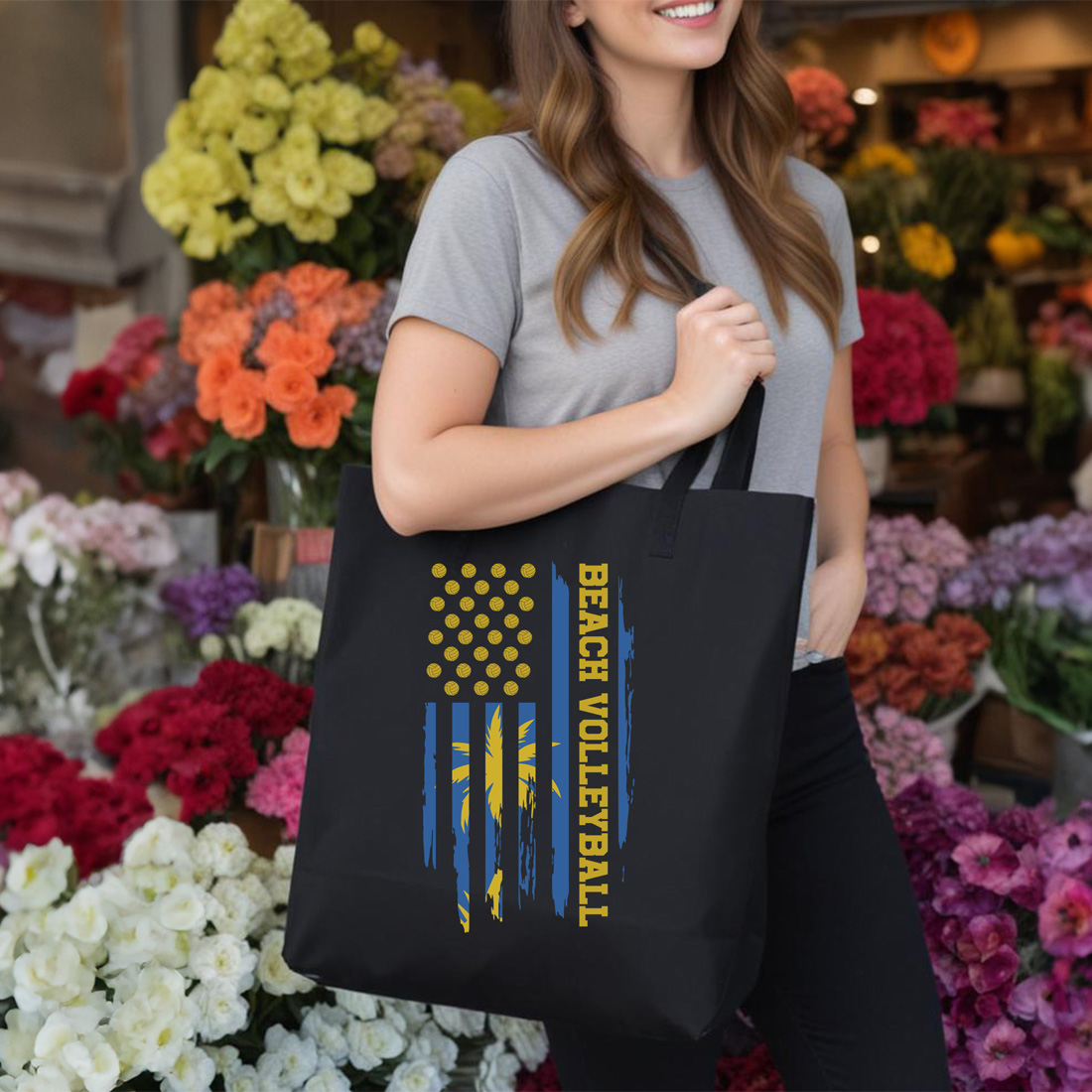 usa flag volleyball graphic design tote mockup mockup 505