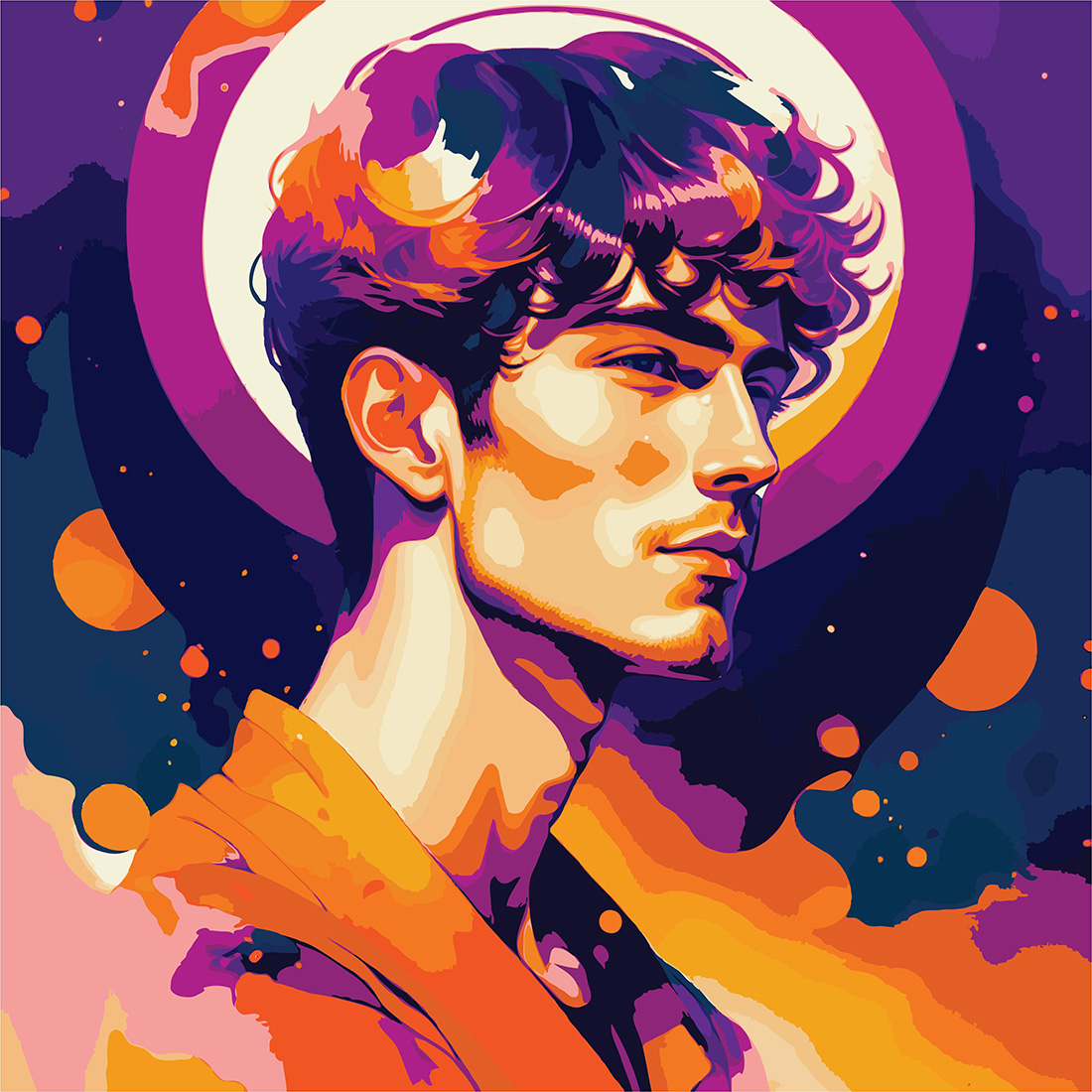 Vibrant Emotional Portrait Illustration Only preview image.