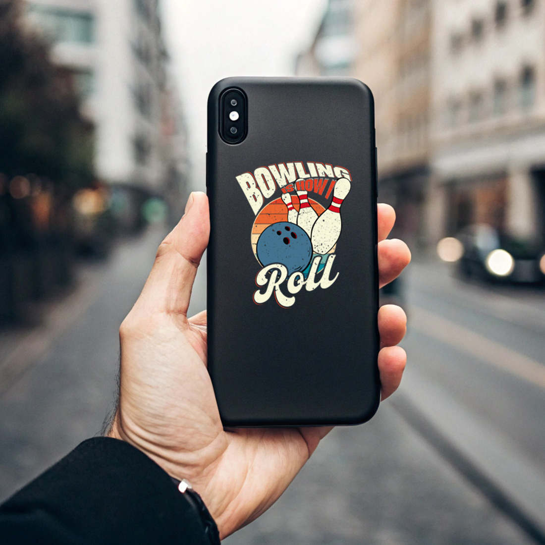 vintage bowling apparel perfect gift for bowlers how i roll design 5 black phone case mock up 86