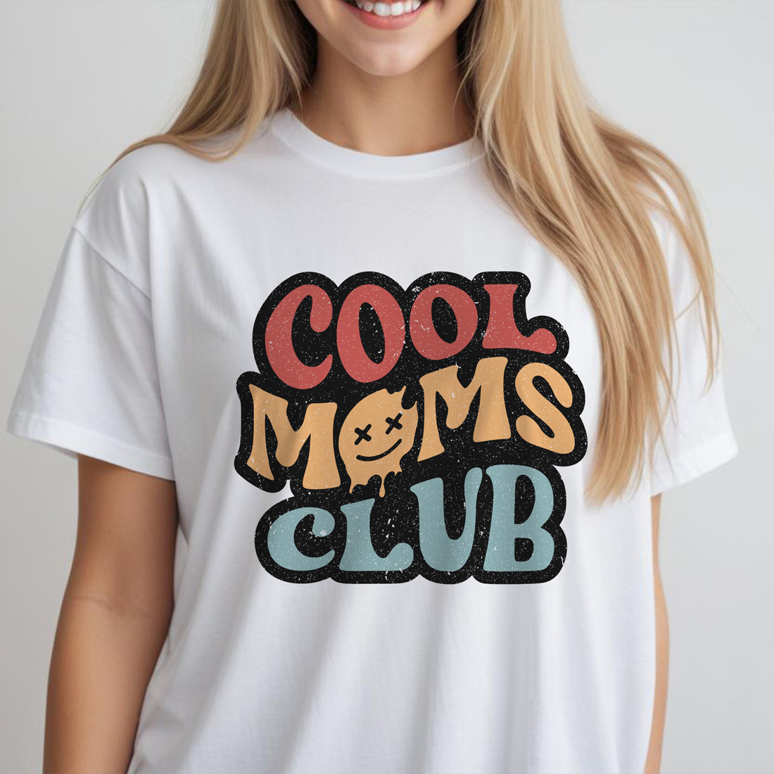 vintage cool moms club graphic design white female tshirt front mockup 176