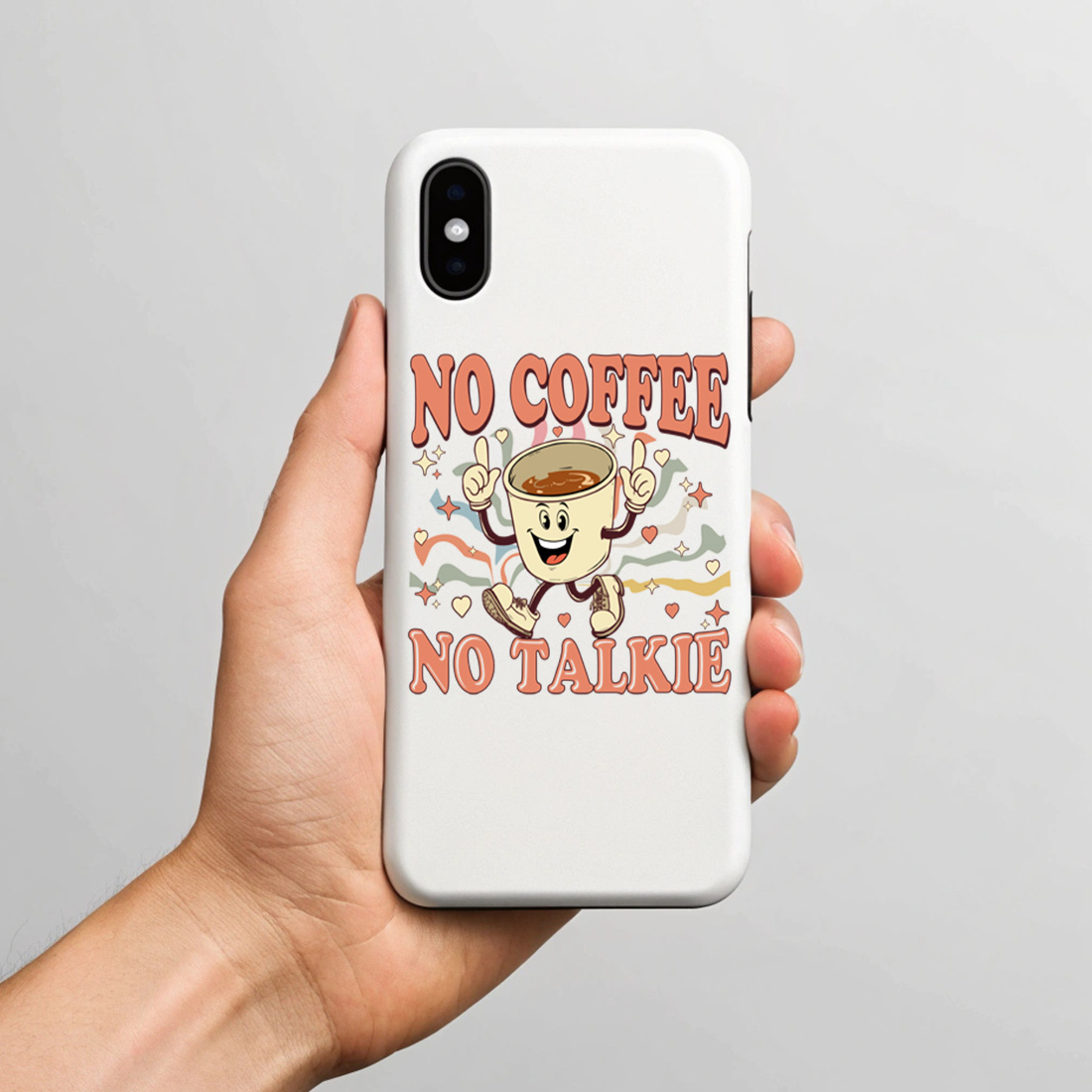 vintage style no coffee no talkie illustration perfect for coffee lovers with phone case mock up 921