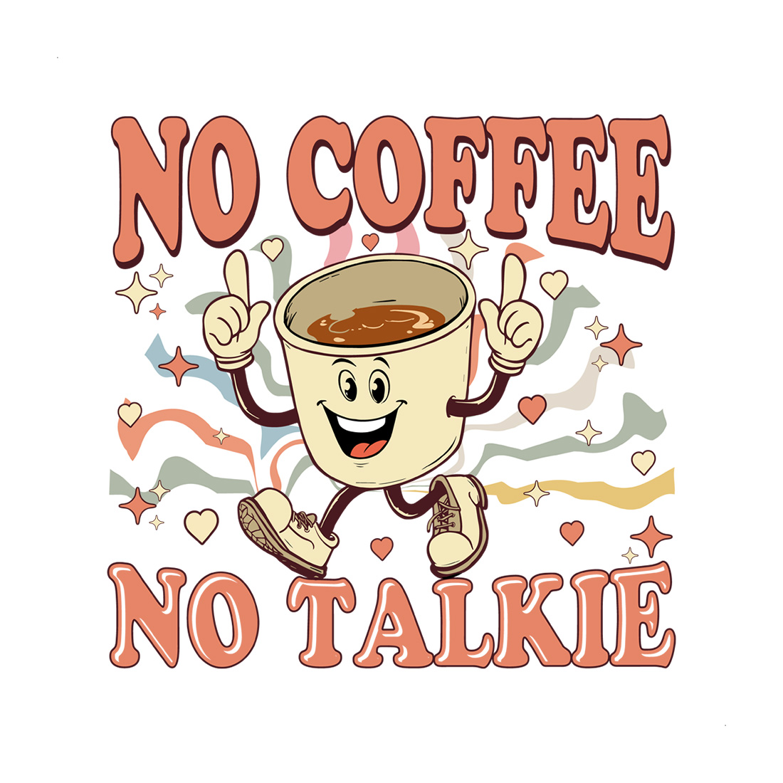 Vintage Style 'No Coffee, No Talkie' Illustration - Perfect for Coffee Lovers cover image.