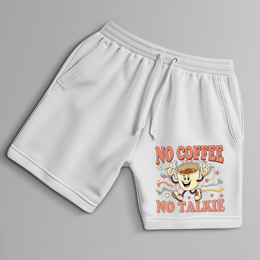 vintage style no coffee no talkie illustration perfect for coffee lovers with shorts mock up 547