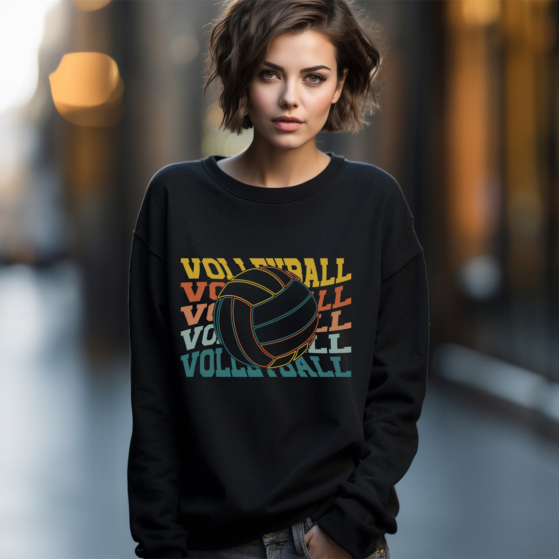 vintage volleyball graphic design female sweatshirt mockup mockup 219