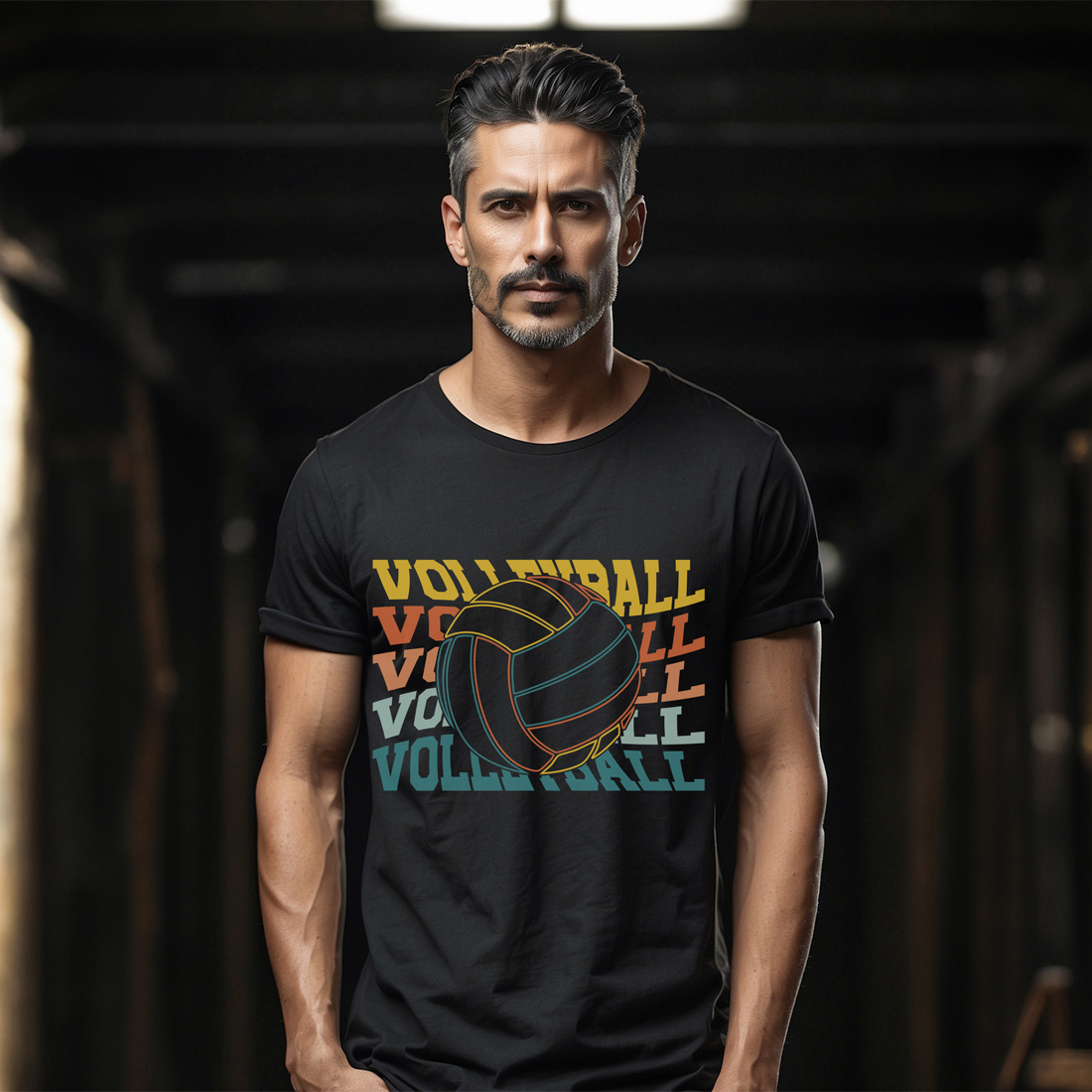 vintage volleyball graphic design male tshirt mockup 757