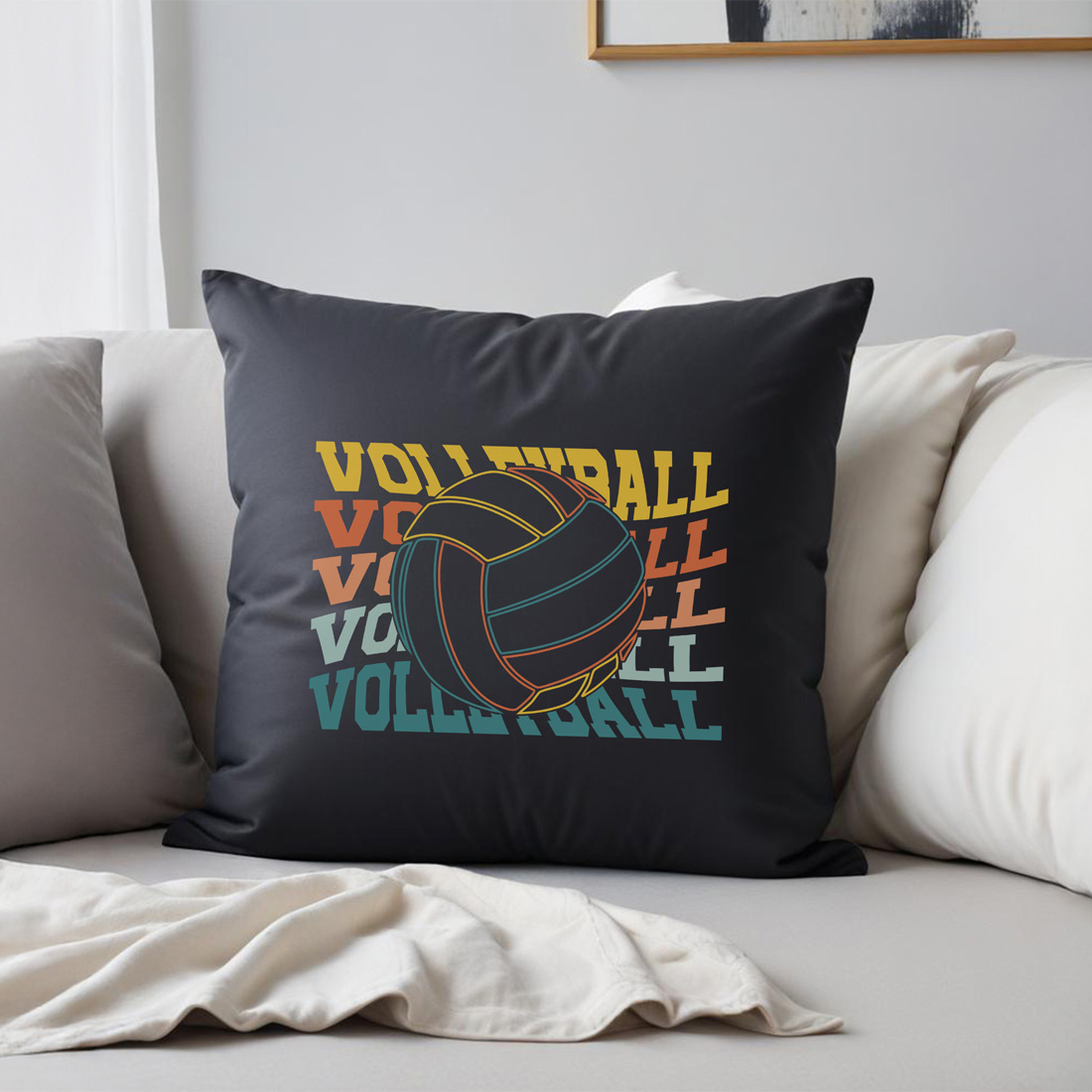 vintage volleyball graphic design pillow mockup mockup 391