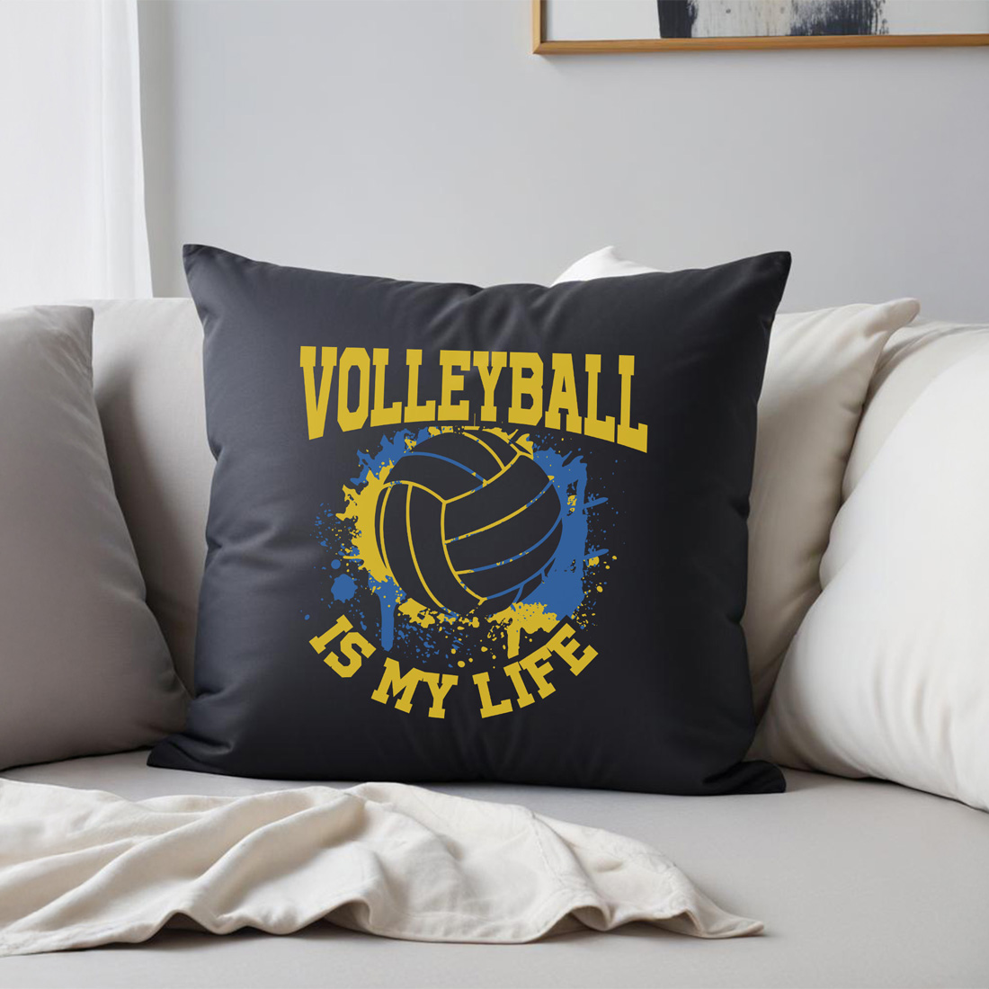 volleyball is my life volleyball graphic design pillow mockup mockup 11