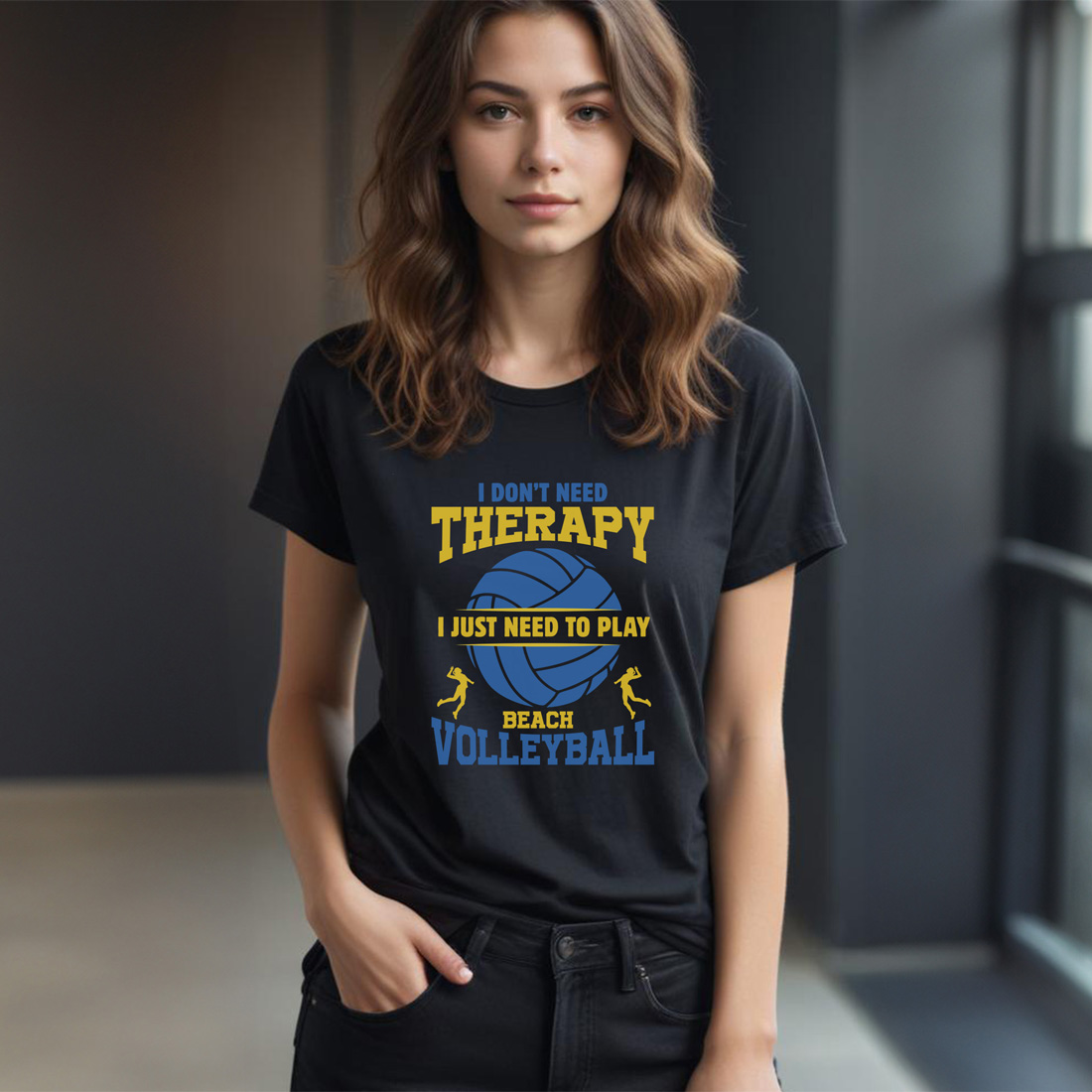 volleyball is my therapy graphic design female tshirt mockup 891