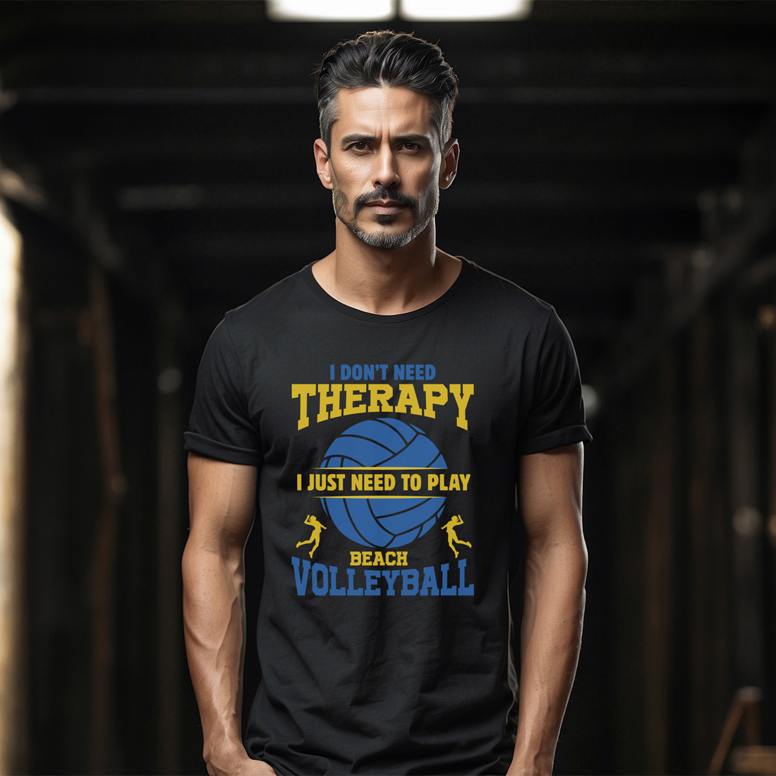 volleyball is my therapy graphic design male tshirt mockup 397