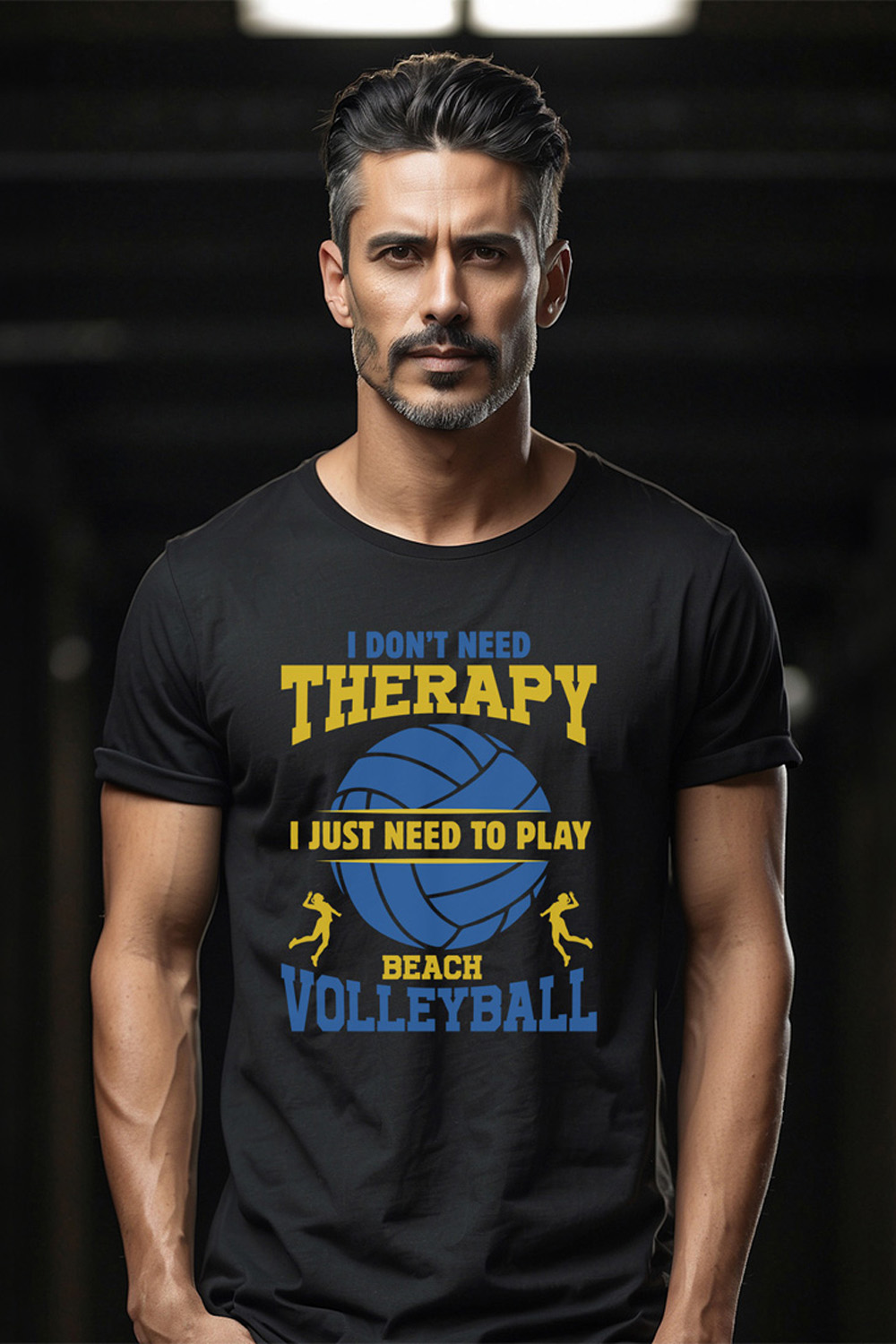 Volleyball is my therapy graphic design for volleyball lovers pinterest preview image.