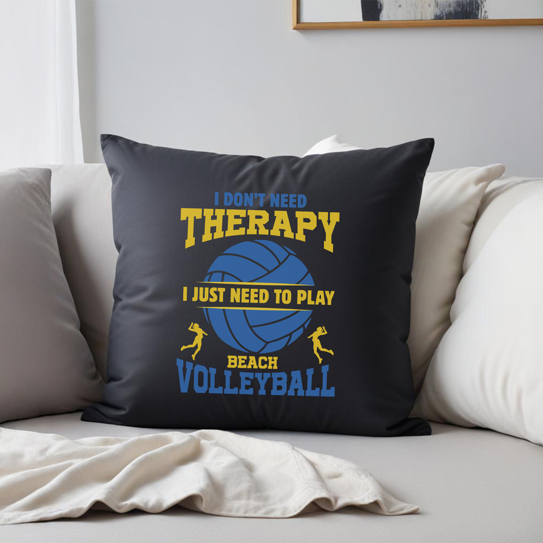 volleyball is my therapy graphic design pillow mockup mockup 14