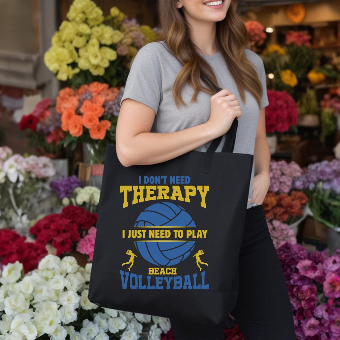 volleyball is my therapy graphic design tote mockup mockup 976