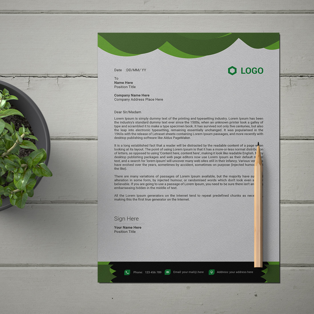 This is a letterhead design This template download contains one color letterhead design preview image.