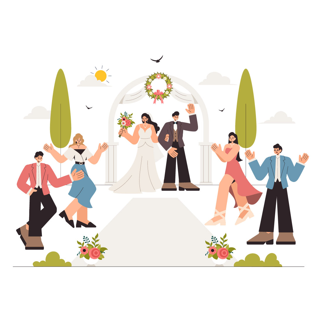 8 Wedding Ceremony Celebration Illustration preview image.