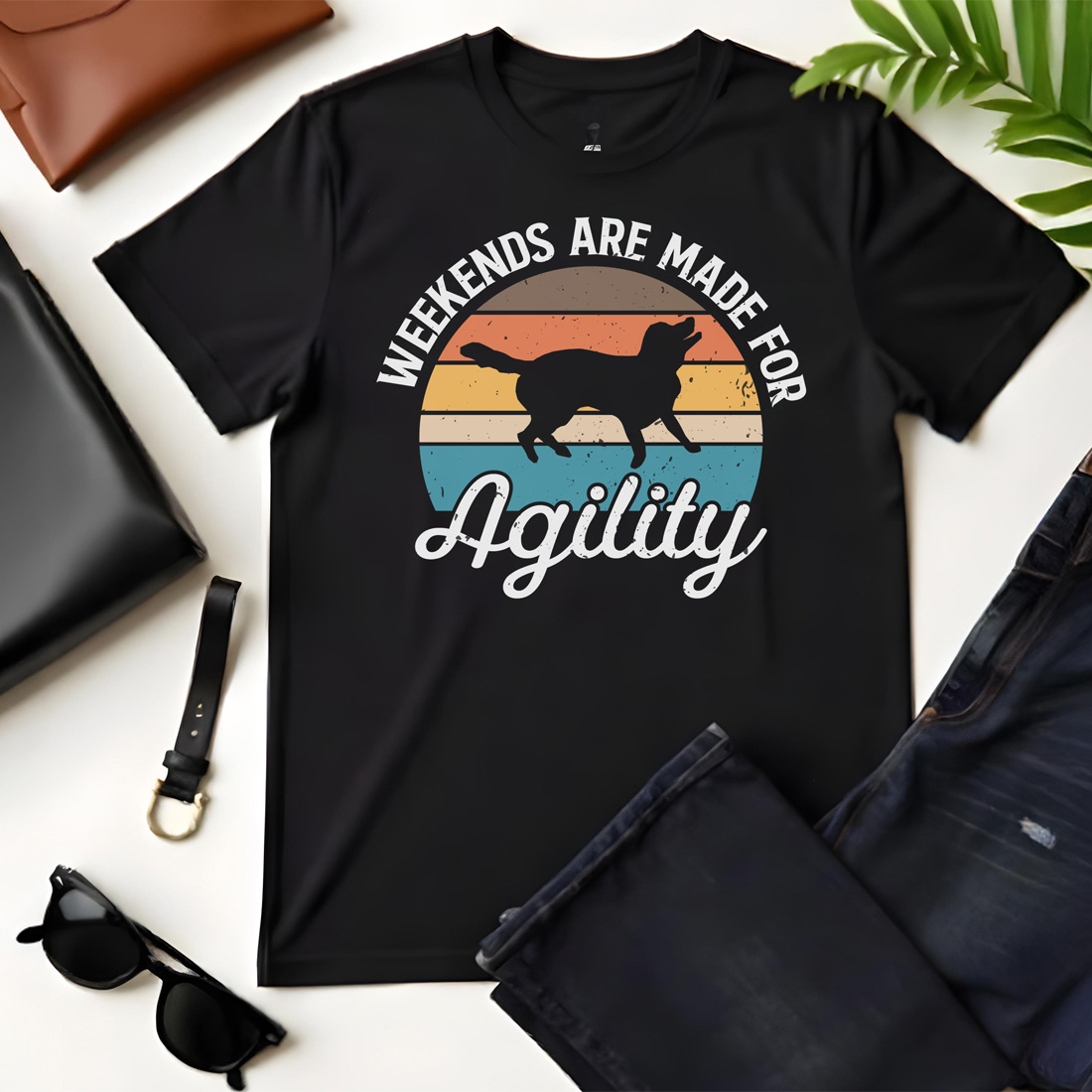 weekends are made for agility black flat tshirt mockup 625