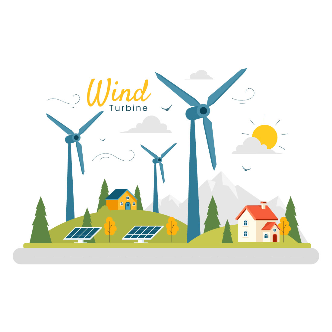 9 Sustainable Wind Turbine Illustration preview image.