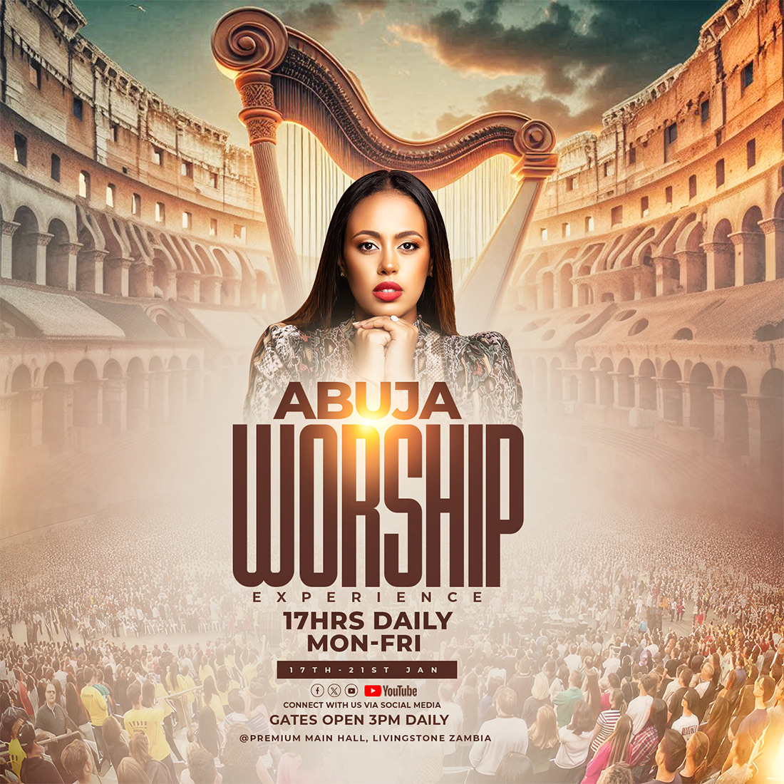 worship church flyer template PSD preview image.