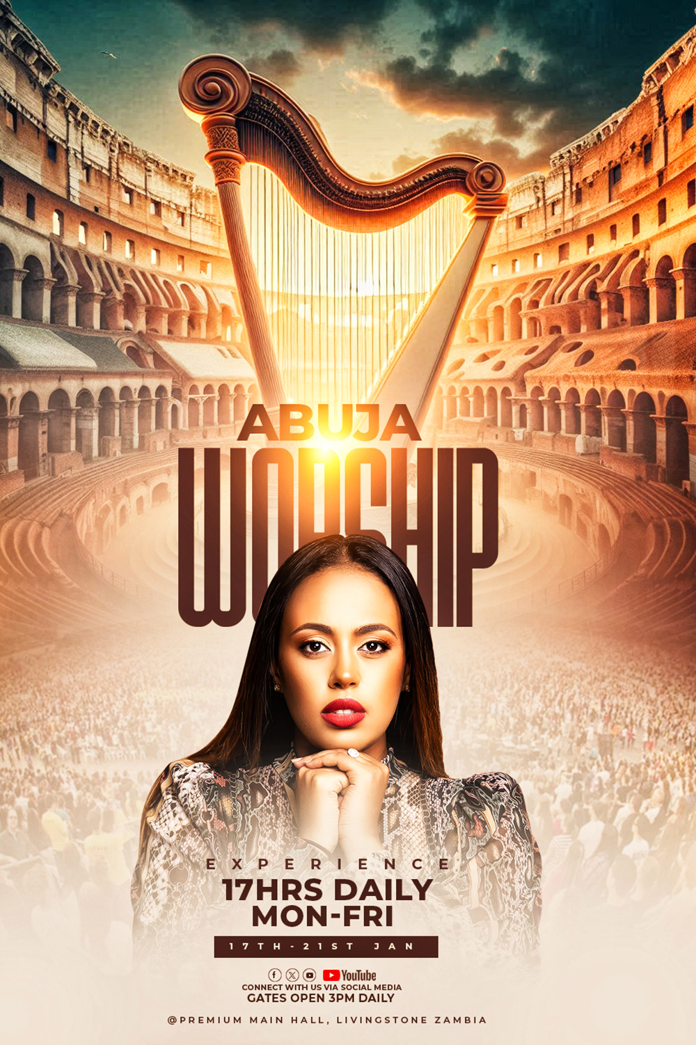 worship church flyer template PSD pinterest preview image.