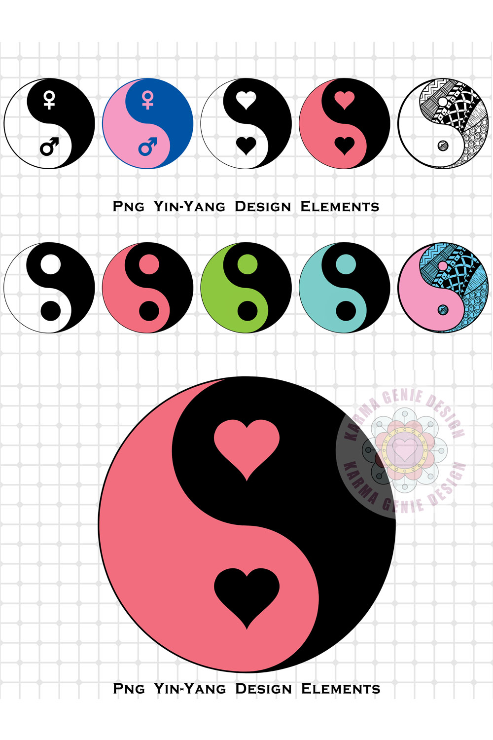 10 Png Yin & Yang Design Elements pinterest preview image.