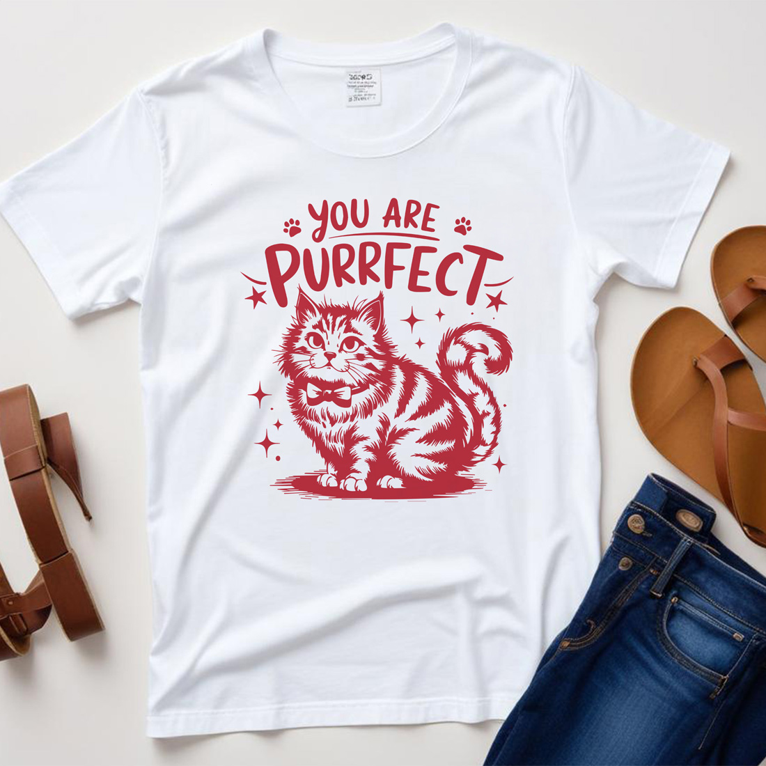 you are purrfect white plane tshirt mockup 276