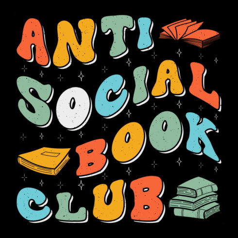 Anti-Social Book Club Read Book Reading Sublimation T-Shirt Vector Graphic cover image.