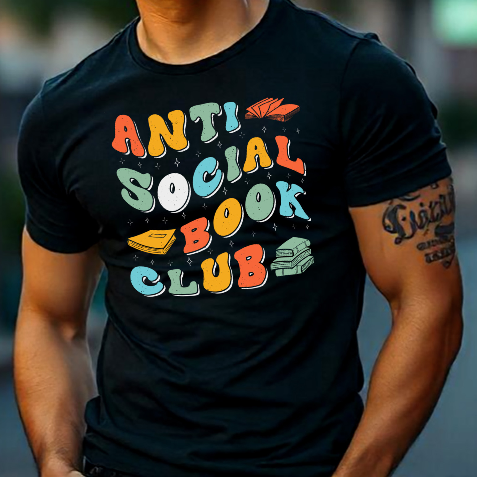 Anti-Social Book Club Read Book Reading Sublimation T-Shirt Vector Graphic preview image.