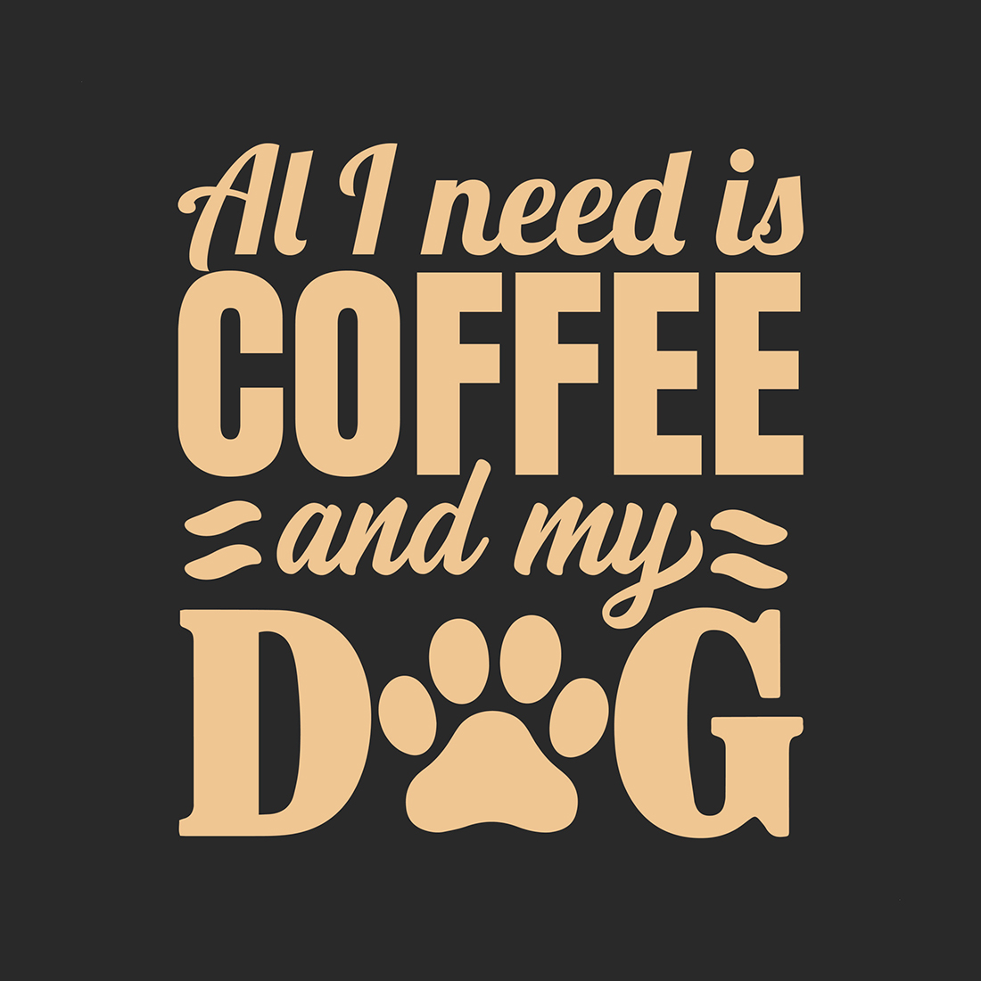 Dog and coffee lover t-shirt graphic cover image.