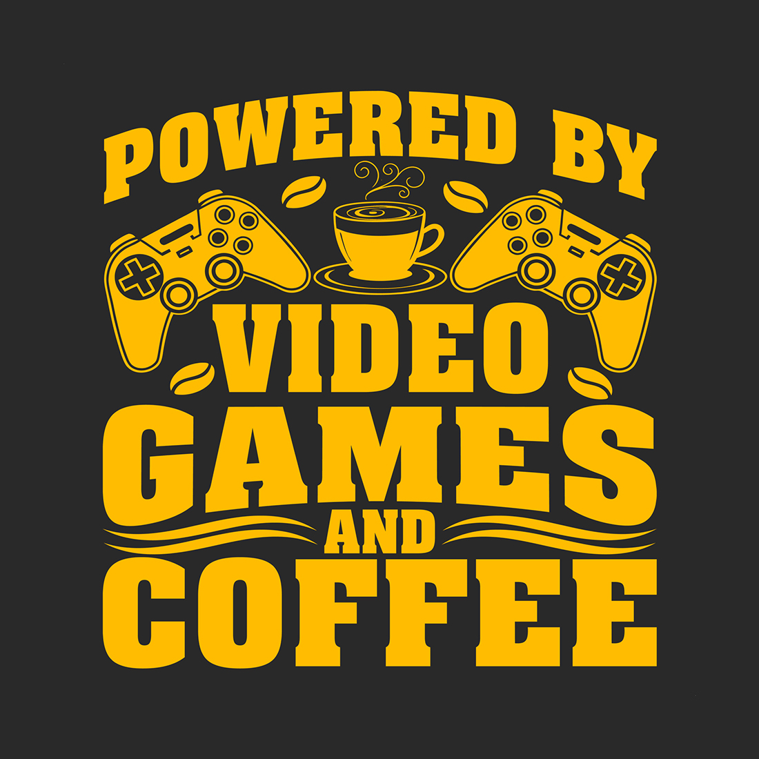 video games and coffee lover t-shirt graphic cover image.