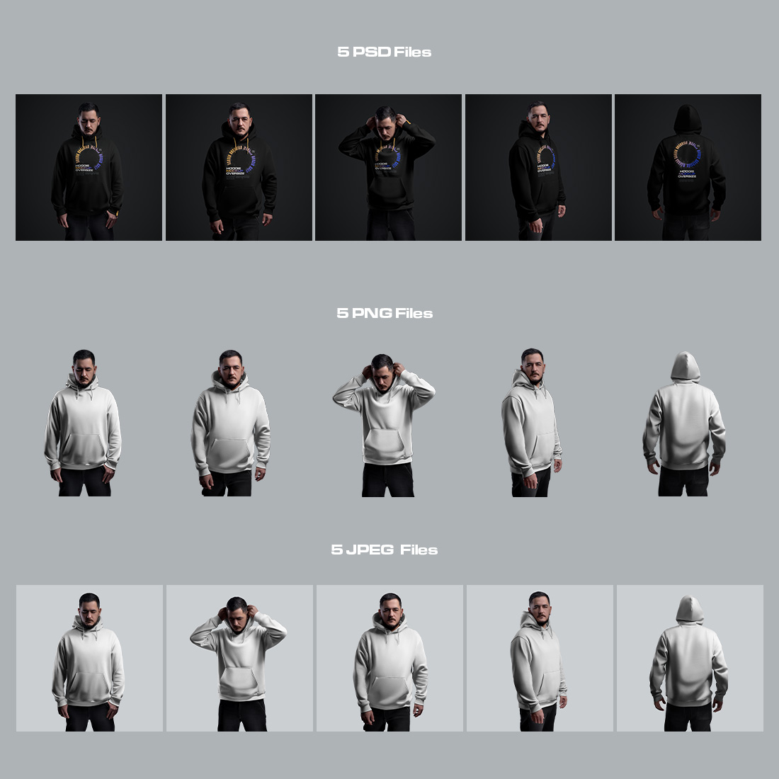 5 Mockups Oversize Hoodie Dark Light vol 02 preview image.