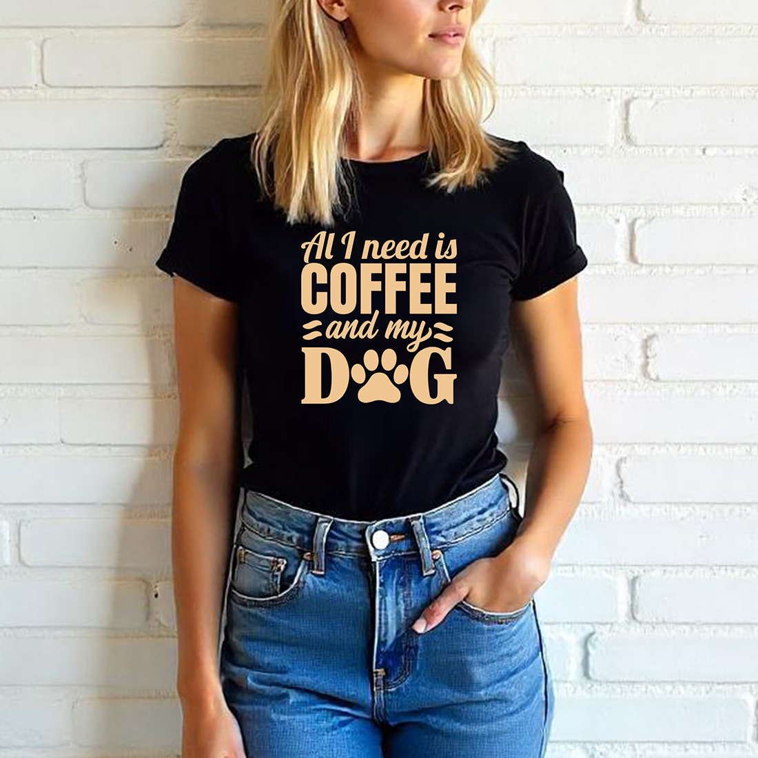 Dog and coffee lover t-shirt graphic preview image.