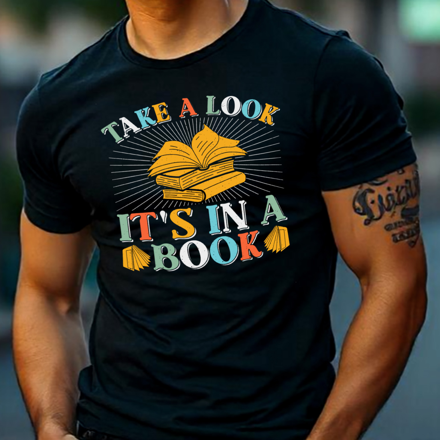 Take A Look It's in A Book Reading Sublimation Retro T-Shirt Vector Graphic preview image.