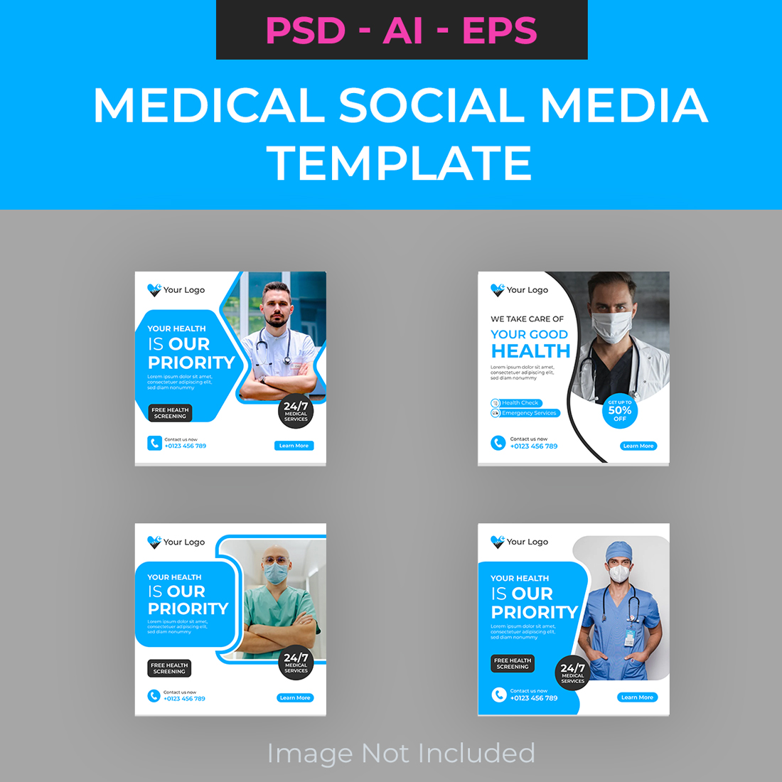 Medical and Healthcare Social Media Template cover image.