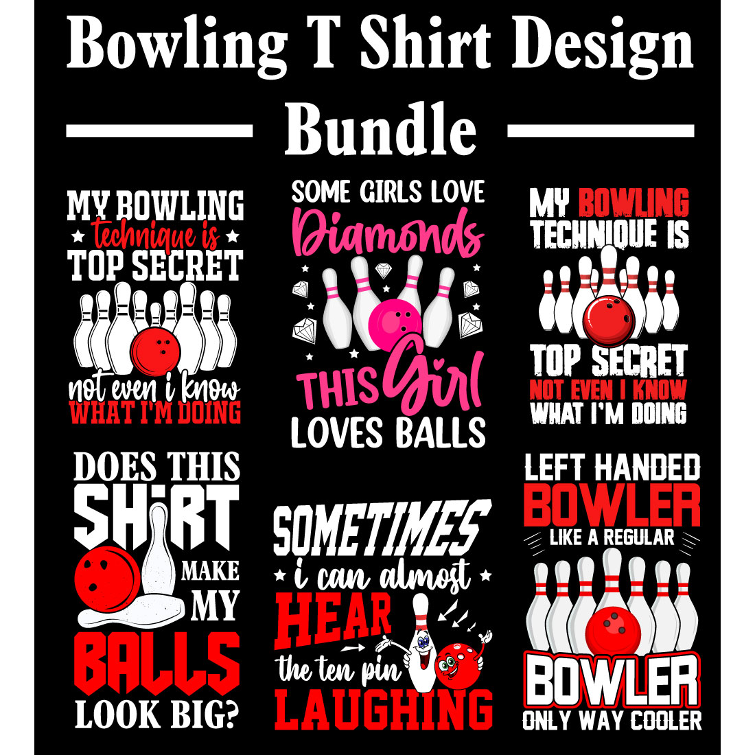 Bowling T Shirt Design Bundle Printable Sublimation Design cover image.