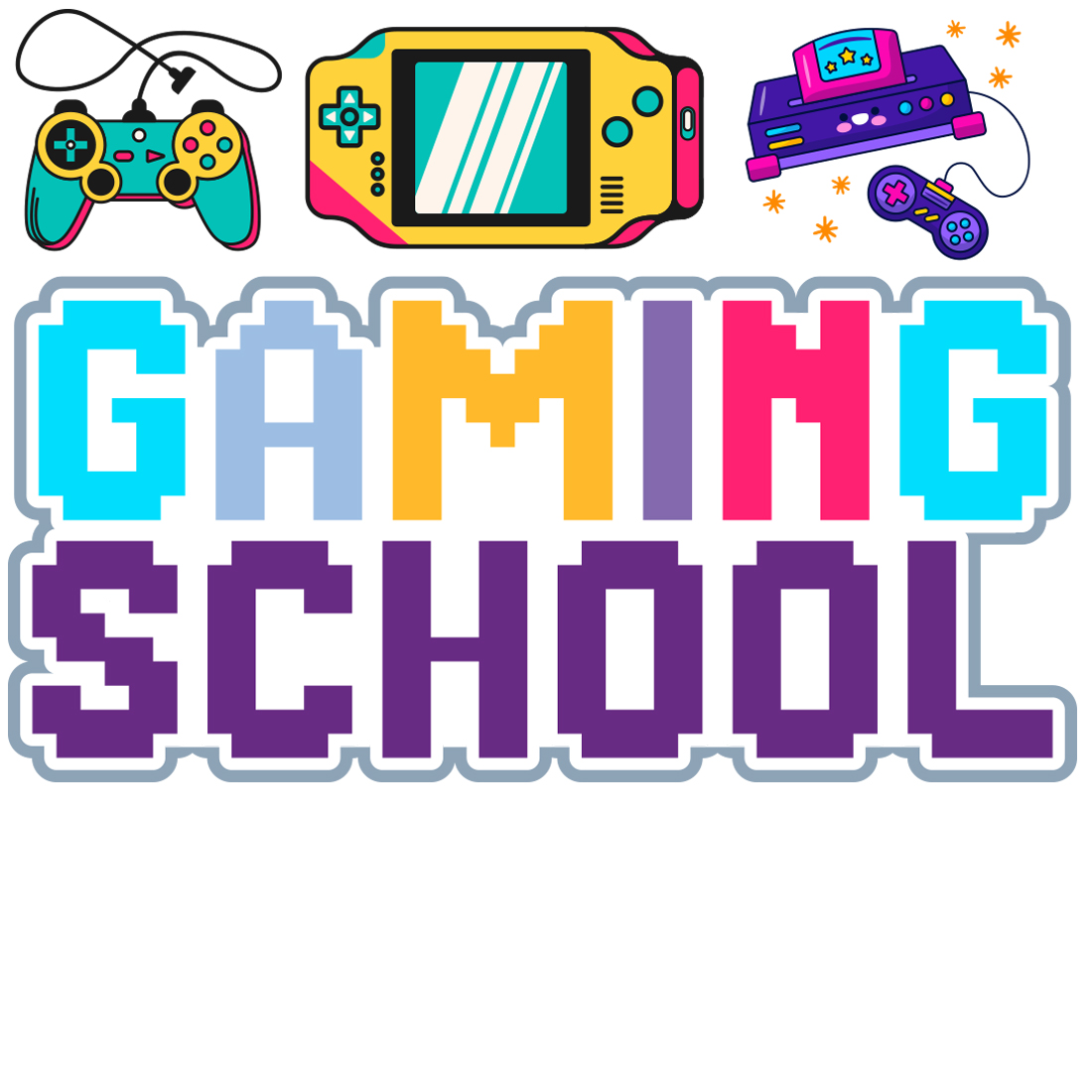 Gaming School T-Shirt Design preview image.