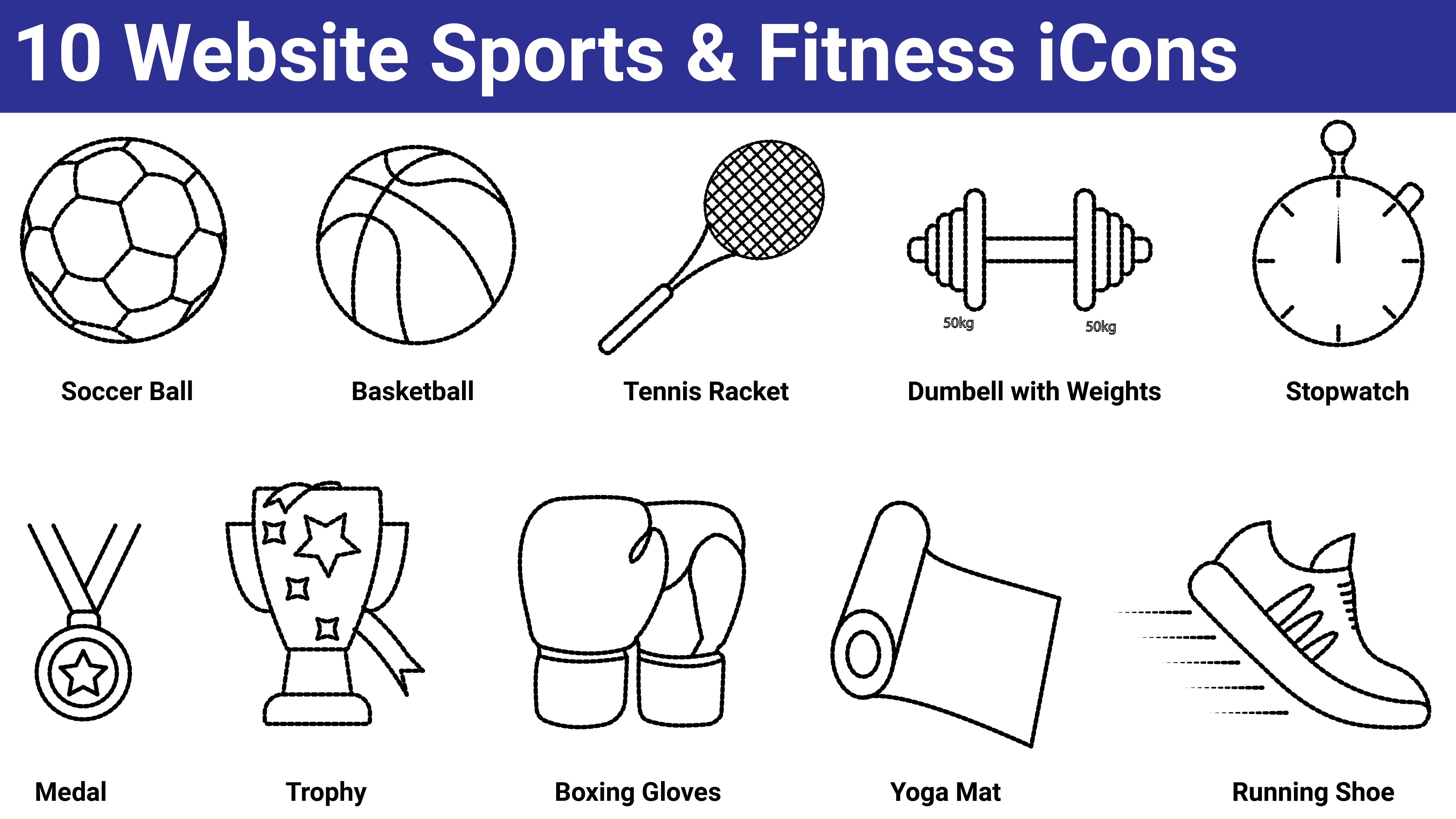 10 website sports and fitness icons set 539