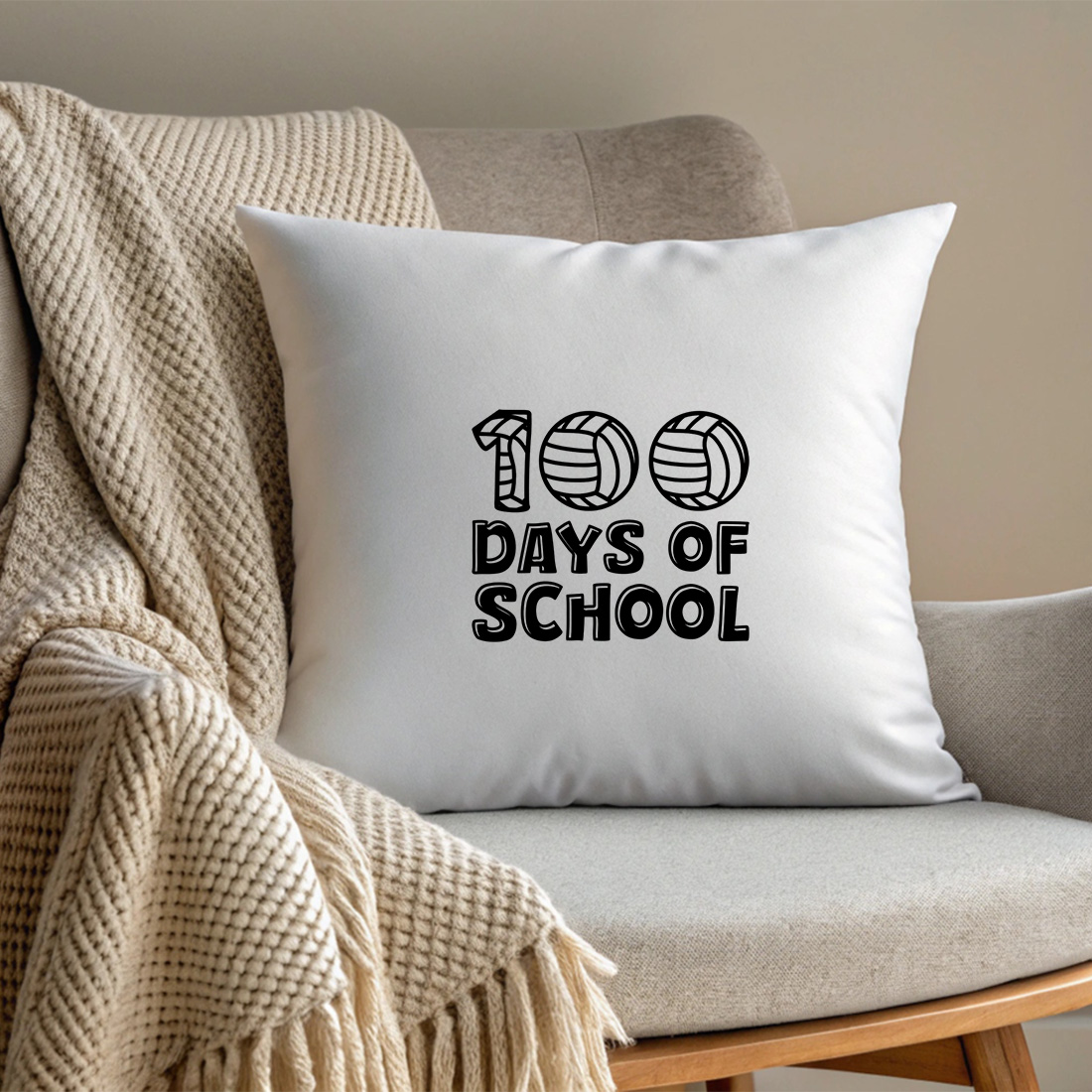 100 days of school graphics design with volleyball vector pillow 539