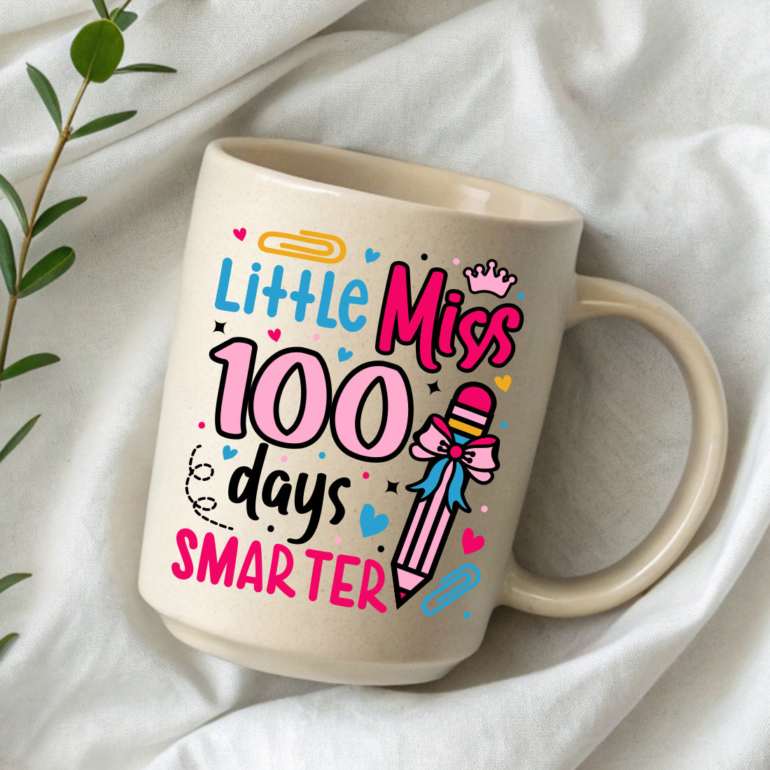 Little miss 100th days SMARTER Typography design template, 100th Days of School Quotes Design Vector preview image.