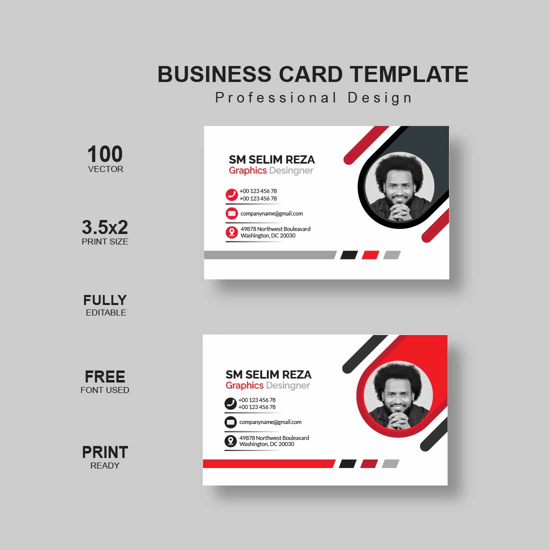 business card Template preview image.