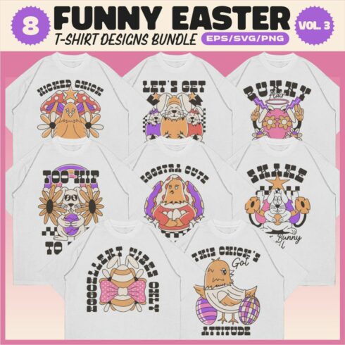 Groove Funny Easter T-shirt Designs Vector Bundle v3 cover image.