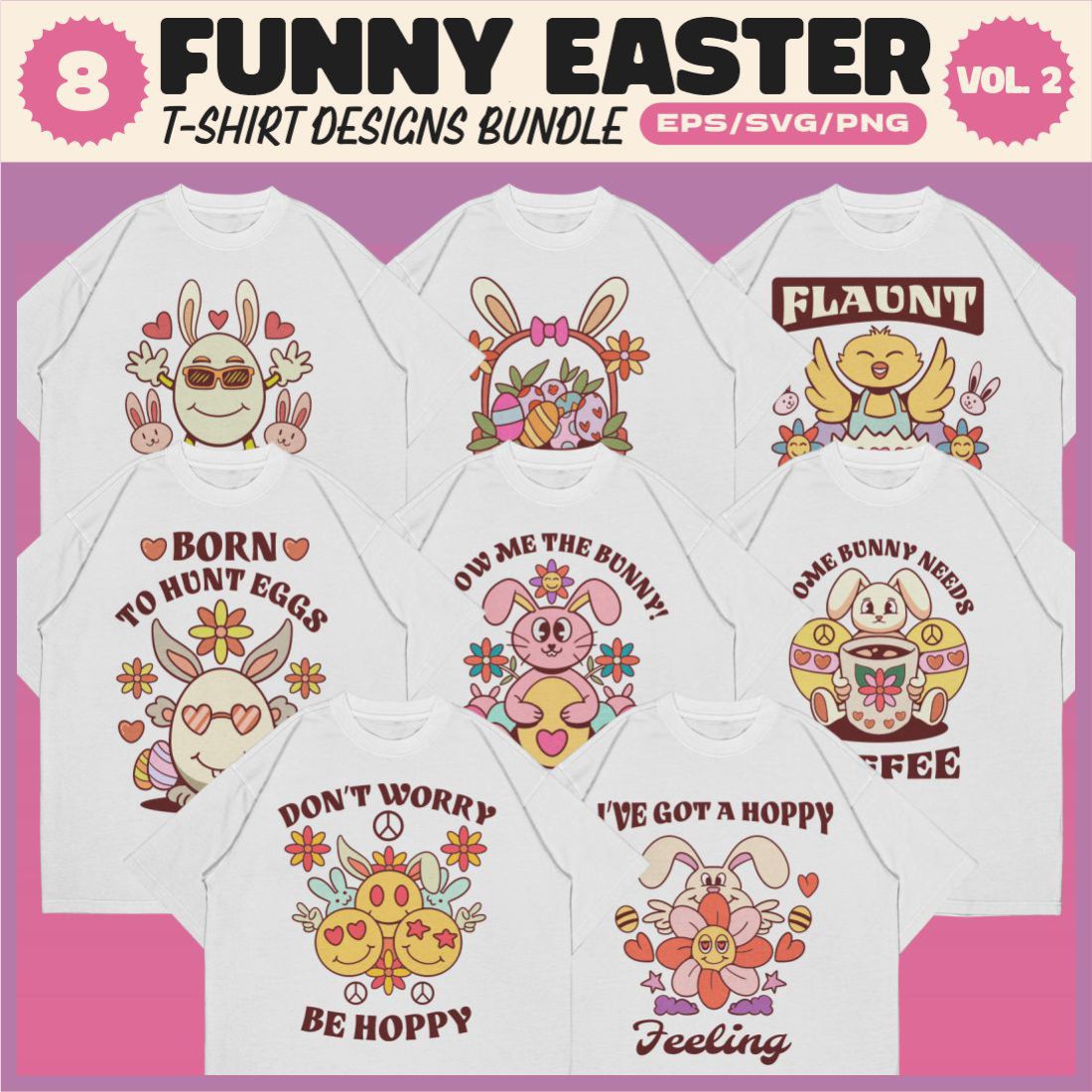 Funny Easter T-shirt Designs with Groove Style v2 cover image.