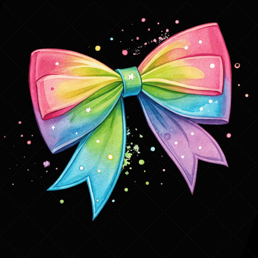 Neon Glow Rainbow Coquette Bow Clipart, neon rainbow bow, glowing coquette bow, vibrant bow design, rainbow clipart art, digital bow design, neon glow design, glowing bow art, vibrant rainbow glow, coquette bow art, rainbow sublimation design preview image.