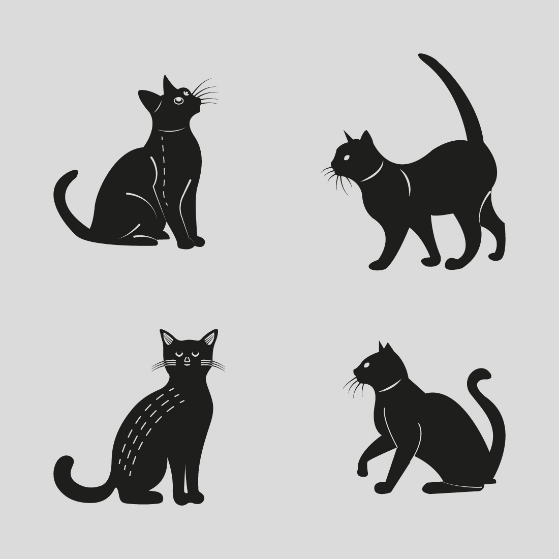 Cats Silhouette Designs Collection preview image.