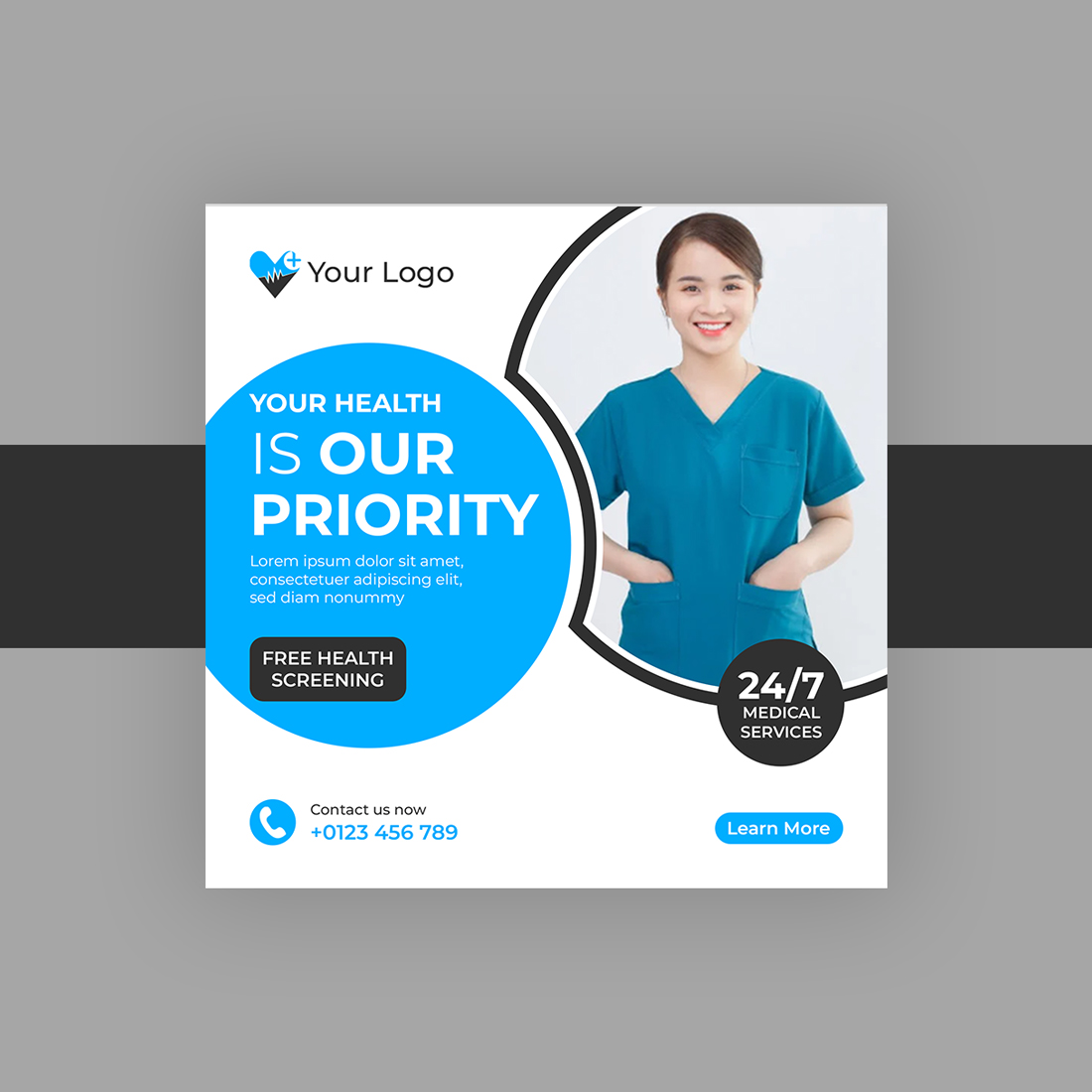 Medical and Healthcare Social Media Template preview image.