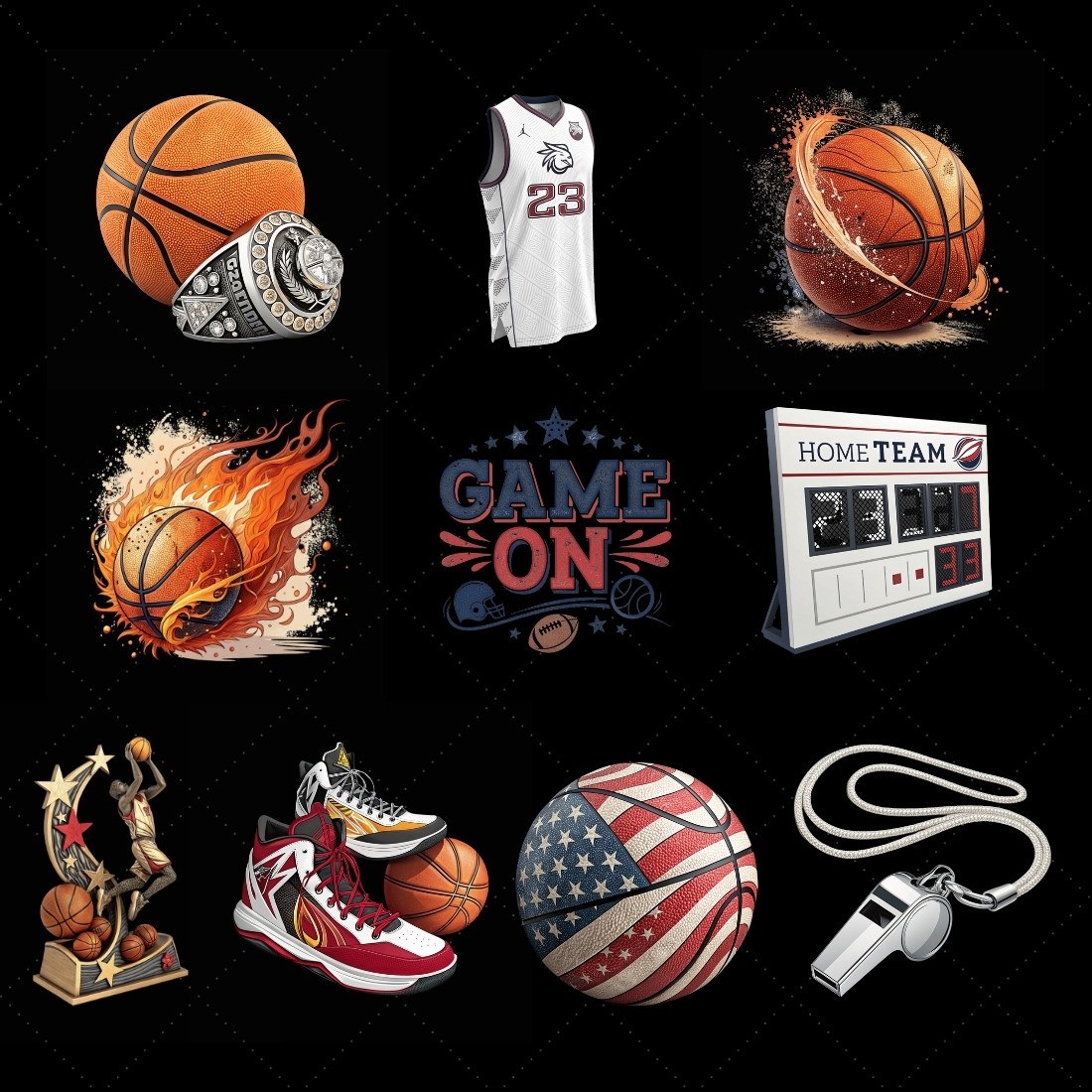 March Madness Basketball Sublimation Clipart – Sports-Themed Designs for T-Shirts, Mugs, and DIY Projects preview image.