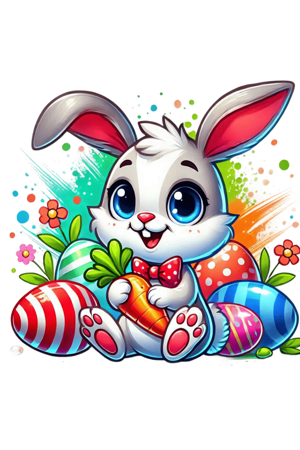 Cartoon Bunny Easter Tshirt design pinterest preview image.