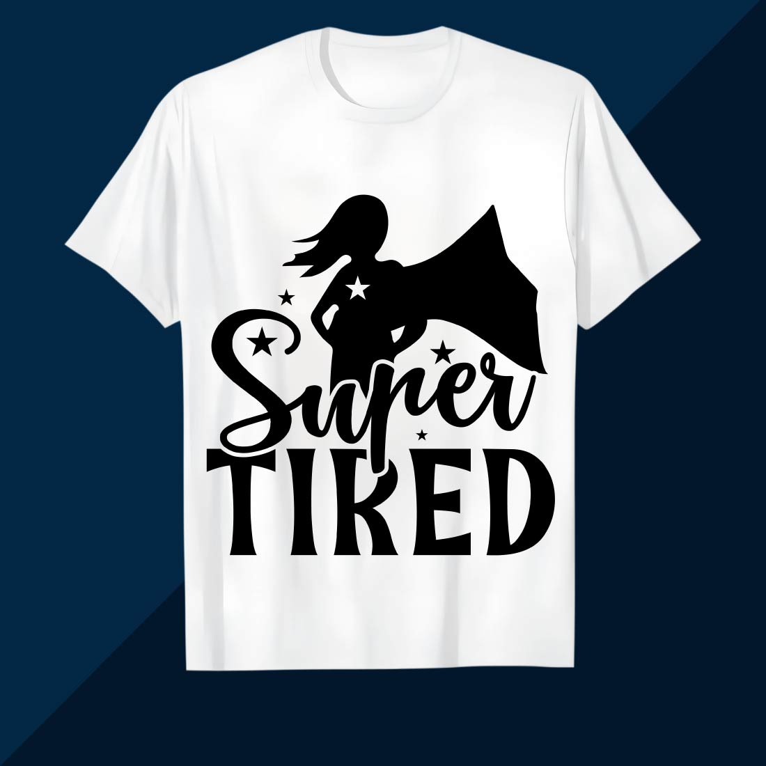 Super Tired Mom Superhero T-shirt Design SVG EPS AI PNG Mother's T shirt preview image.