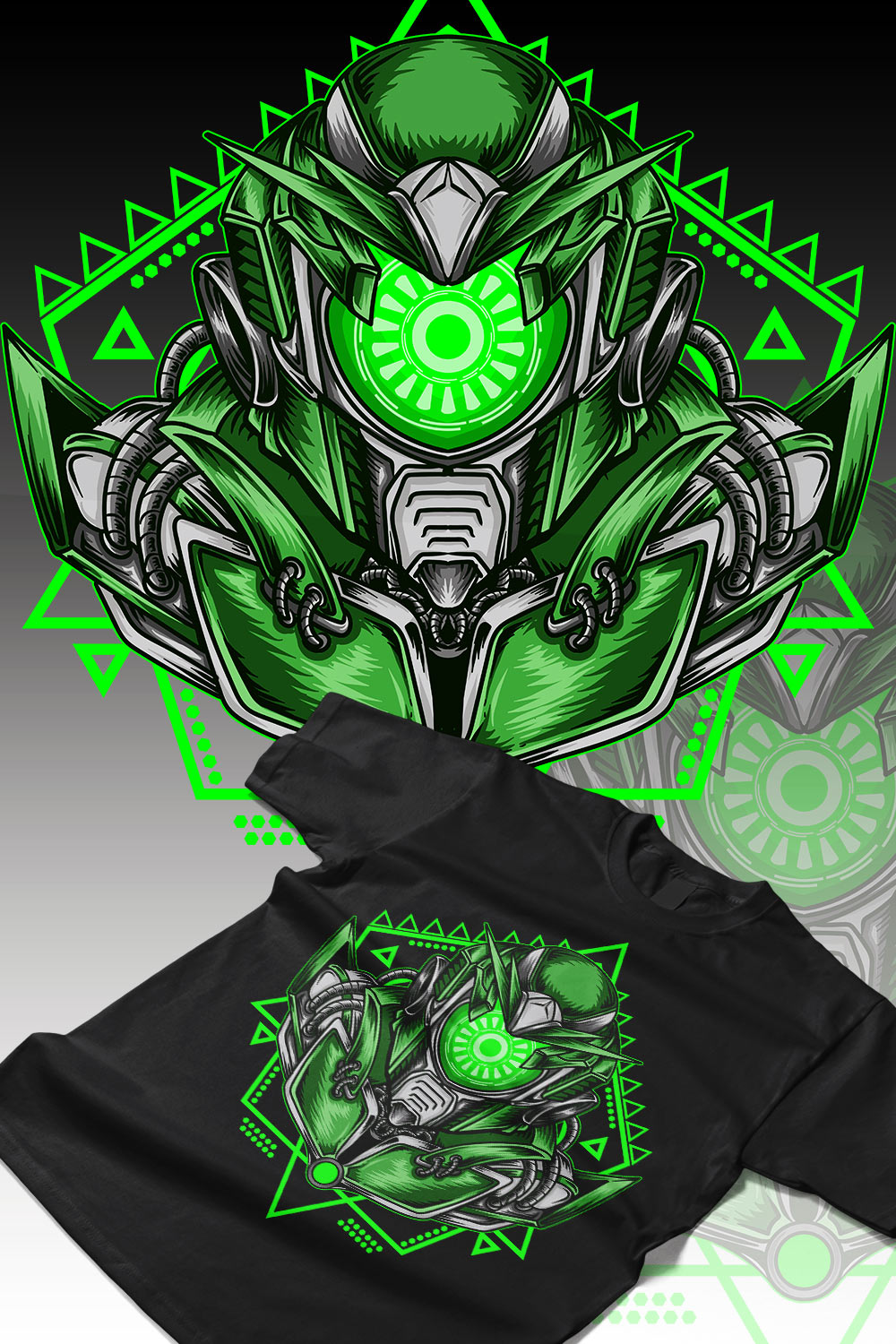 Green Robot Design pinterest preview image.