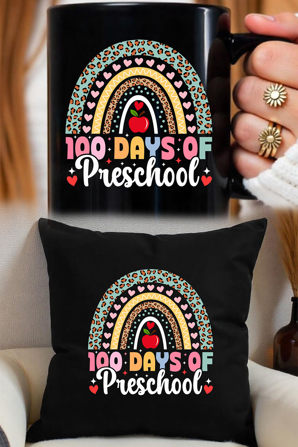 100 days of school Graphic for kids pinterest preview image.