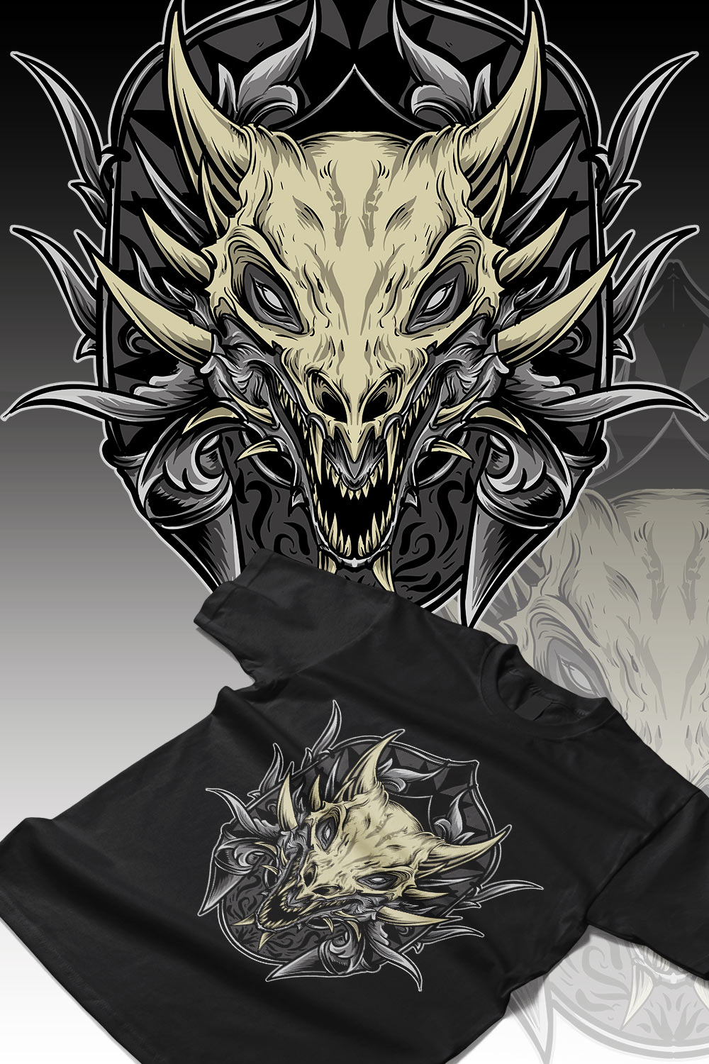 Dragon Skull Design pinterest preview image.